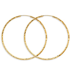 14K Yellow Gold 1.8mm Shiny DC Endless Hoop Earrings