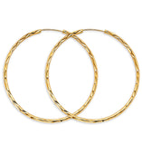 14K Yellow Gold Shiny DC Endless 1.8mm Hoop Earrings