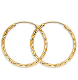 14K Yellow Gold Round 1.8mm Shiny DC Endless Hoop Earrings