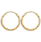 14K Yellow Gold Round Shiny DC Endless 1.8mm Hoop Earrings