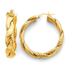 Load image into Gallery viewer, 14K Yellow Gold Fancy Braided Lined Hoop Earrings