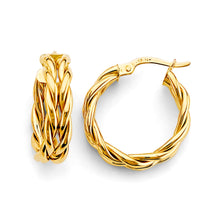 Load image into Gallery viewer, 14K Yellow Gold Fancy Braided Hoop Earrings