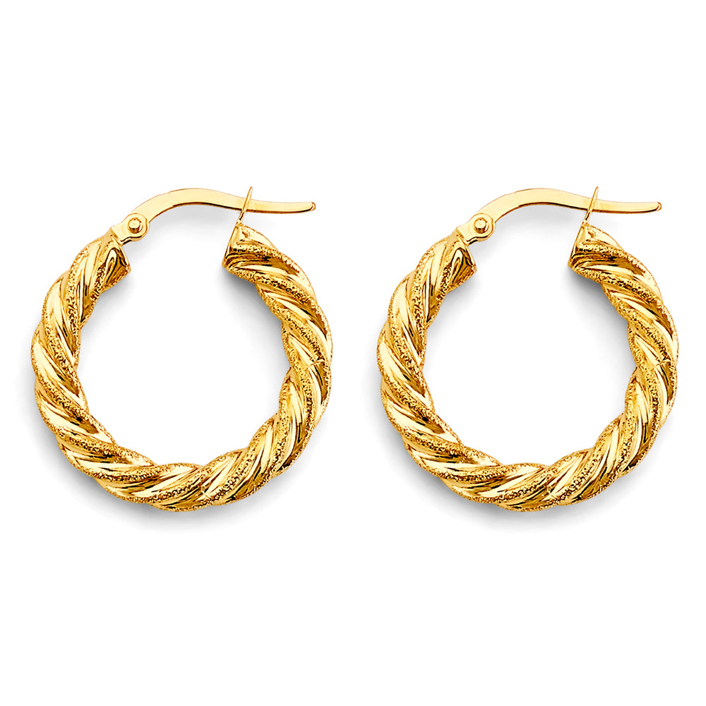 14K Yellow Gold 22mm Hollow Twist Hoop Earrings