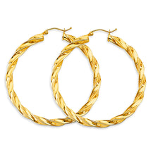 Load image into Gallery viewer, 14K Yellow Gold 4mm Twisted Hoop Earrings