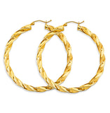 14K Yellow Gold 4mm Twisted Hoop Earrings