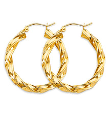 Load image into Gallery viewer, 14K Yellow Gold 4mm Twisted 30mm Hoop Earrings