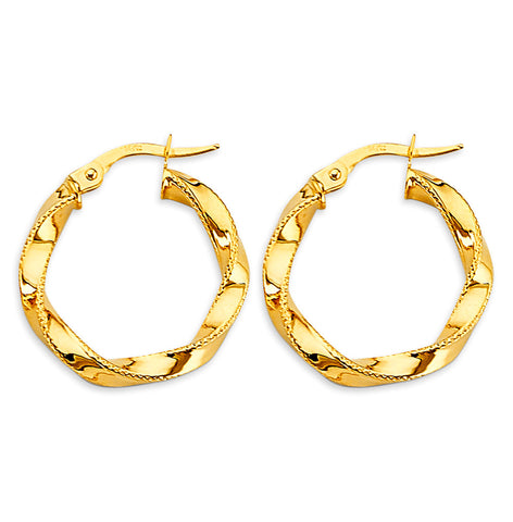 14K Yellow Gold 2.8mm Twisted 20mm Hoop Earrings