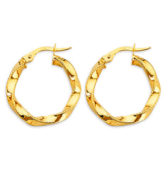 14K Yellow Gold 2.8mm Twisted 20mm Hoop Earrings