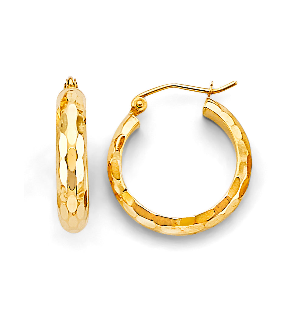 14K Yellow Gold Shiny DC Hoop Earrings