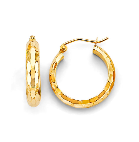 14K Yellow Gold Shiny DC Hoop Earrings