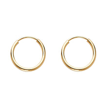 Load image into Gallery viewer, 14K Yellow Gold 1.2mm Round Tube Polished Endless Hoop Earrings