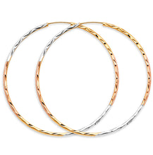 Load image into Gallery viewer, 14K Tri Color Gold 1.8mm Tube DC Endless 55mm Hoop Earrings