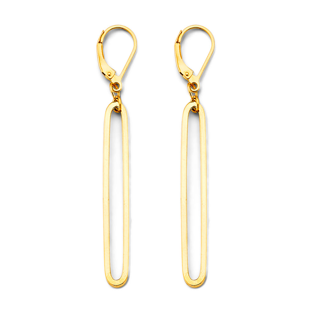 14K Yellow Gold Paperclip Earrings With Leverback