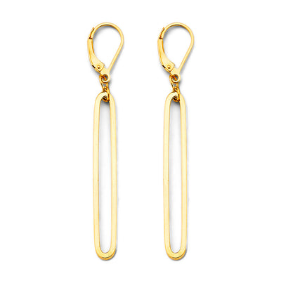 14K Yellow Gold Paperclip Earrings With Leverback