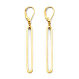 14K Yellow Gold Paperclip Earrings With Leverback