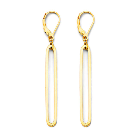 14K Yellow Gold Paperclip Earrings With Leverback