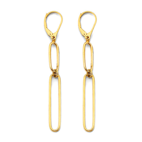 14K Yellow Gold 5mm Paperclip Earrings With Leverback