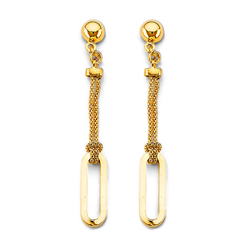 14K Yellow Gold Paperclip Earrings With Pushback