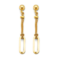 14K Yellow Gold Paperclip Earrings With Pushback