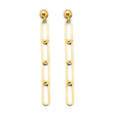 14K Yellow Gold 3mm Paperclip Earrings With Pushback