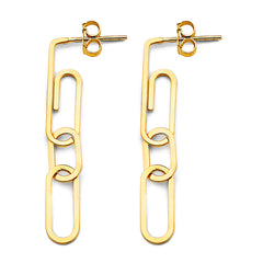 14K Yellow Gold Paperclip 5mm Earrings With Pushback