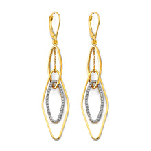 Load image into Gallery viewer, 14K Two Tone Gold CZ Dangling Link Earrings