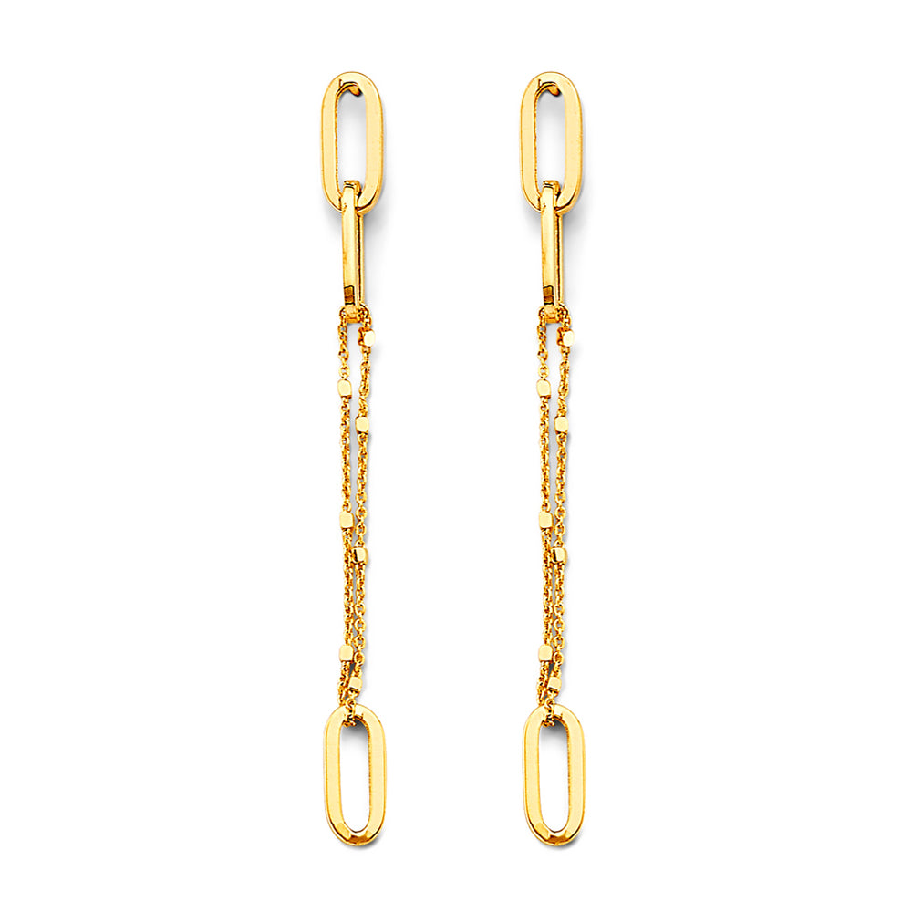 14K Yellow Gold Paperclip Earrings 5mm With Pushback