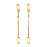 14K Yellow Gold Paperclip Earrings 5mm With Pushback