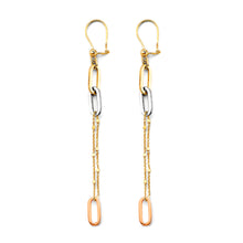 Load image into Gallery viewer, 14K Tri Color Gold Paperclip Earrings With Leverback