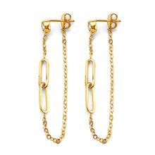 Load image into Gallery viewer, 14K Yellow Gold CZ Paperclip Hanging Earrings