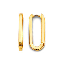 Load image into Gallery viewer, 14K Yellow Gold Shiny Paperclip Huggies Earrings