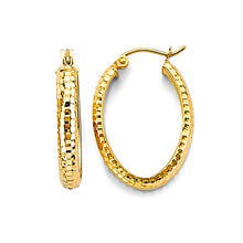 Load image into Gallery viewer, 14K Yellow Gold Oval DC Hoop Earrings