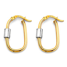 Load image into Gallery viewer, 14K Two Tone Gold U Shape Hoop Earrings