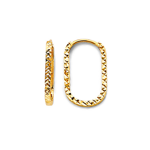 14K Yellow Gold DC Paperclip Huggies Earrings