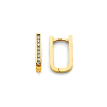 Load image into Gallery viewer, 14K Yellow Gold CZ Paperclip Huggies Earrings