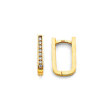 14K Yellow Gold CZ Paperclip Huggies Earrings