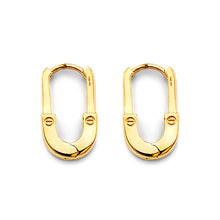 Load image into Gallery viewer, 14K Yellow Gold Shiny Paperclip 10mm Huggies Earrings