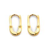 14K Yellow Gold Shiny Paperclip 10mm Huggies Earrings