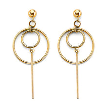 Load image into Gallery viewer, 14K Yellow Gold Dangling Circle Earrings