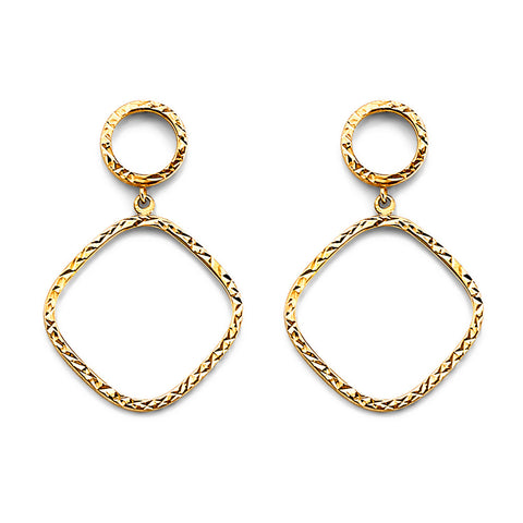 14K Yellow Gold DC Dangling Earrings