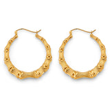 14K Yellow Gold Bamboo Hollow Hoop Earrings