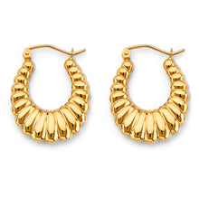 Load image into Gallery viewer, 14K Yellow Gold Shiny Hollow Hoop Earrings