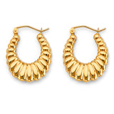 14K Yellow Gold Shiny Hollow Hoop Earrings