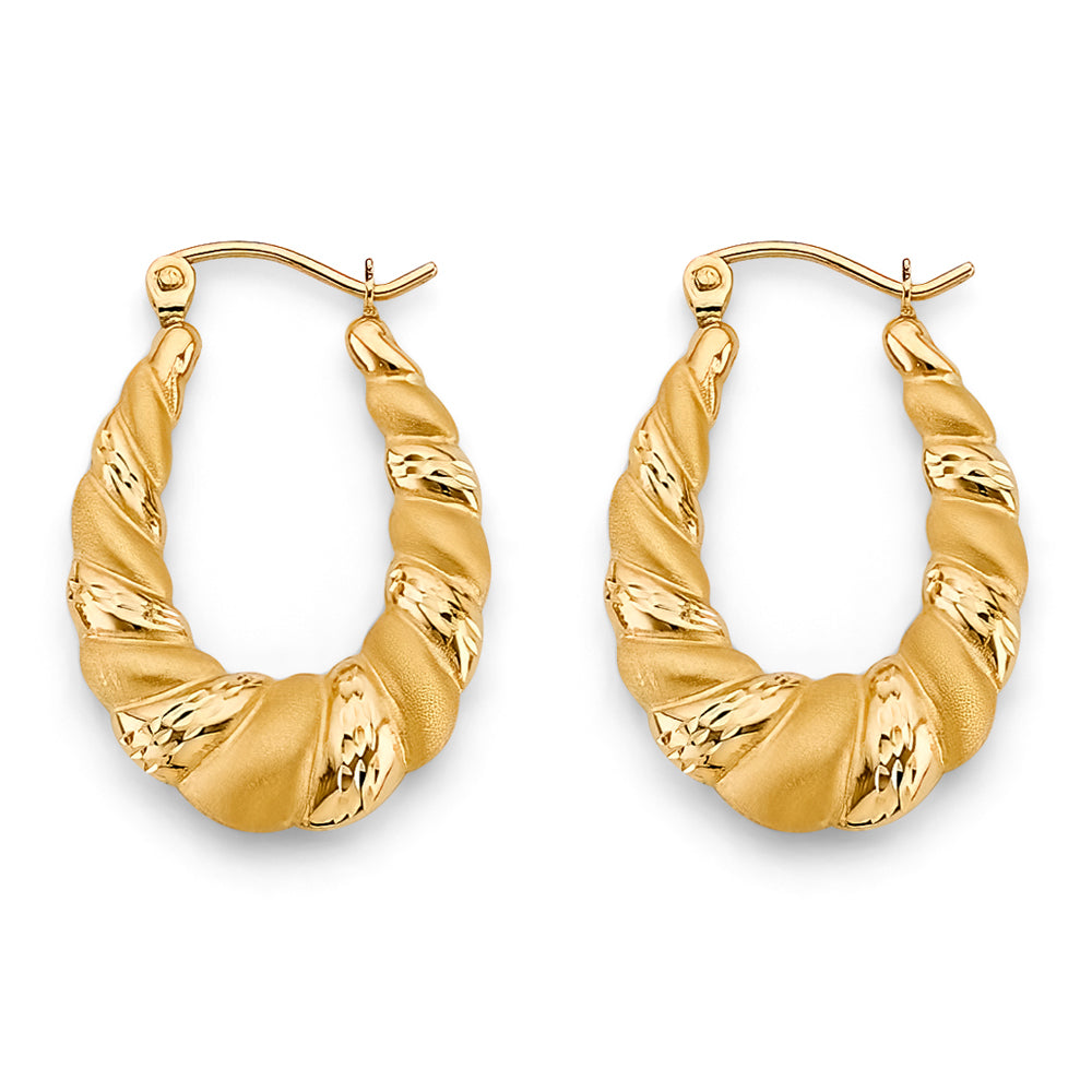 14K Yellow Gold Hollow Hoop Earrings