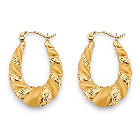 14K Yellow Gold Hollow Hoop Earrings