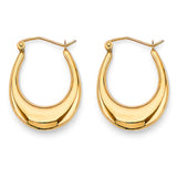 14K Yellow Gold Polish Hollow Hoop Earrings