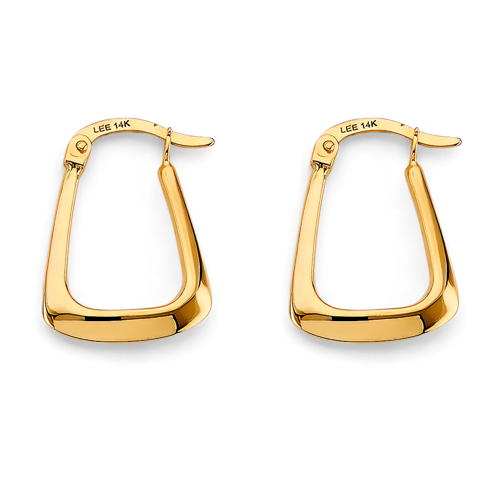 14K Yellow Gold 15mm Polish Hollow Hoop Earrings