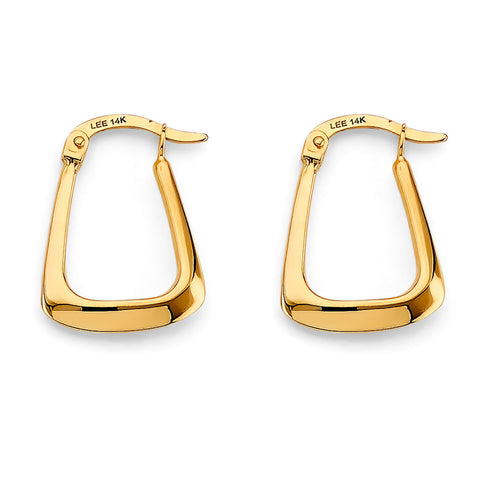 14K Yellow Gold 15mm Polish Hollow Hoop Earrings