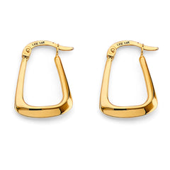 14K Yellow Gold 15mm Polish Hollow Hoop Earrings