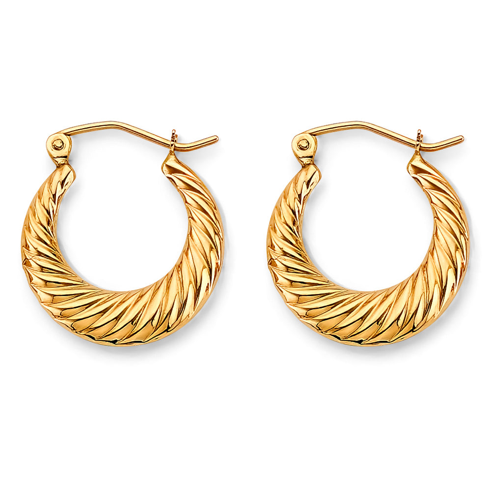 14K Yellow Gold 17mm Hollow Hoop Earrings